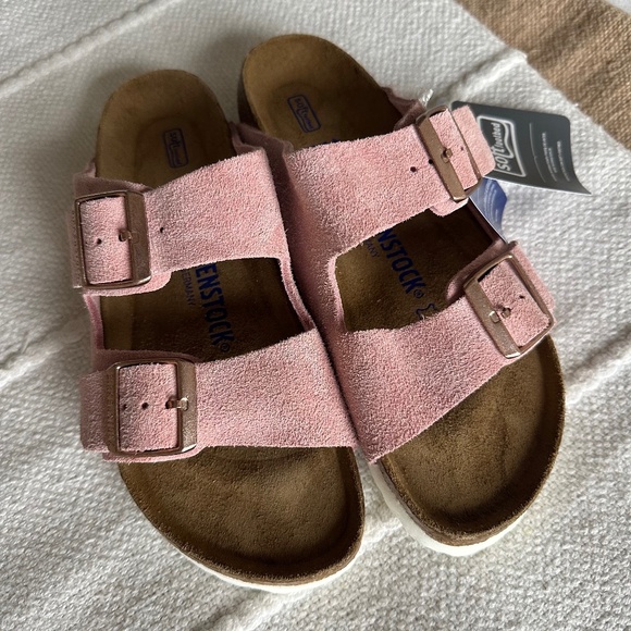 NWT BIRKENSTOCK Pink Suede Leather Sandal - EU37 - Picture 1 of 6